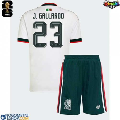 Otroški Nogometni dresi Mehika Jesus Gallardo #23 Gostujoči SP 2026 Kratek Rokav (+ Kratke hlače)